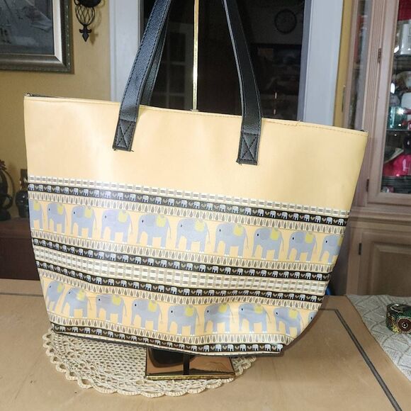 Styco gold and gray elephant tote - Picture 1 of 5